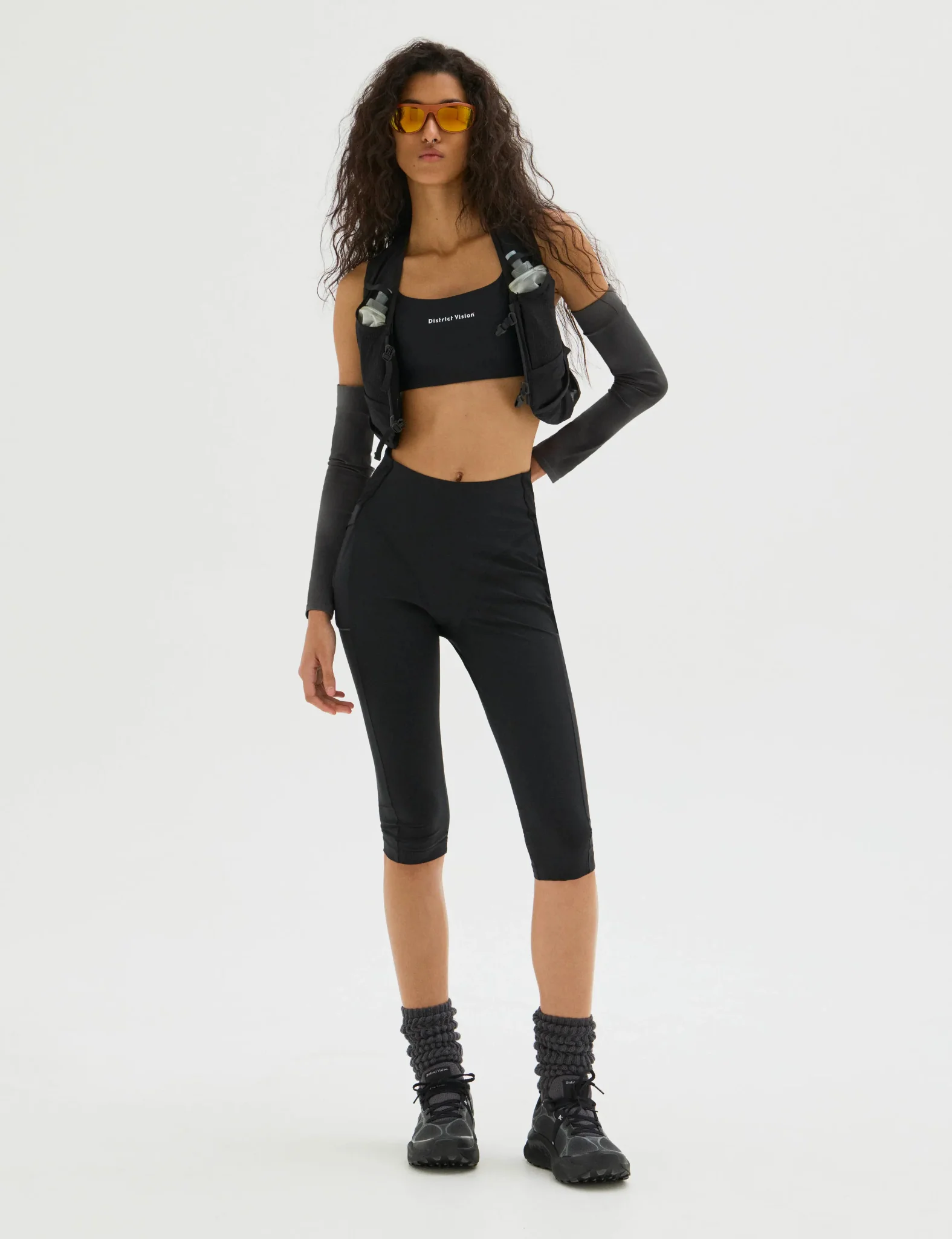 District Vision Womens Cargo Compression Capri Tights - Black